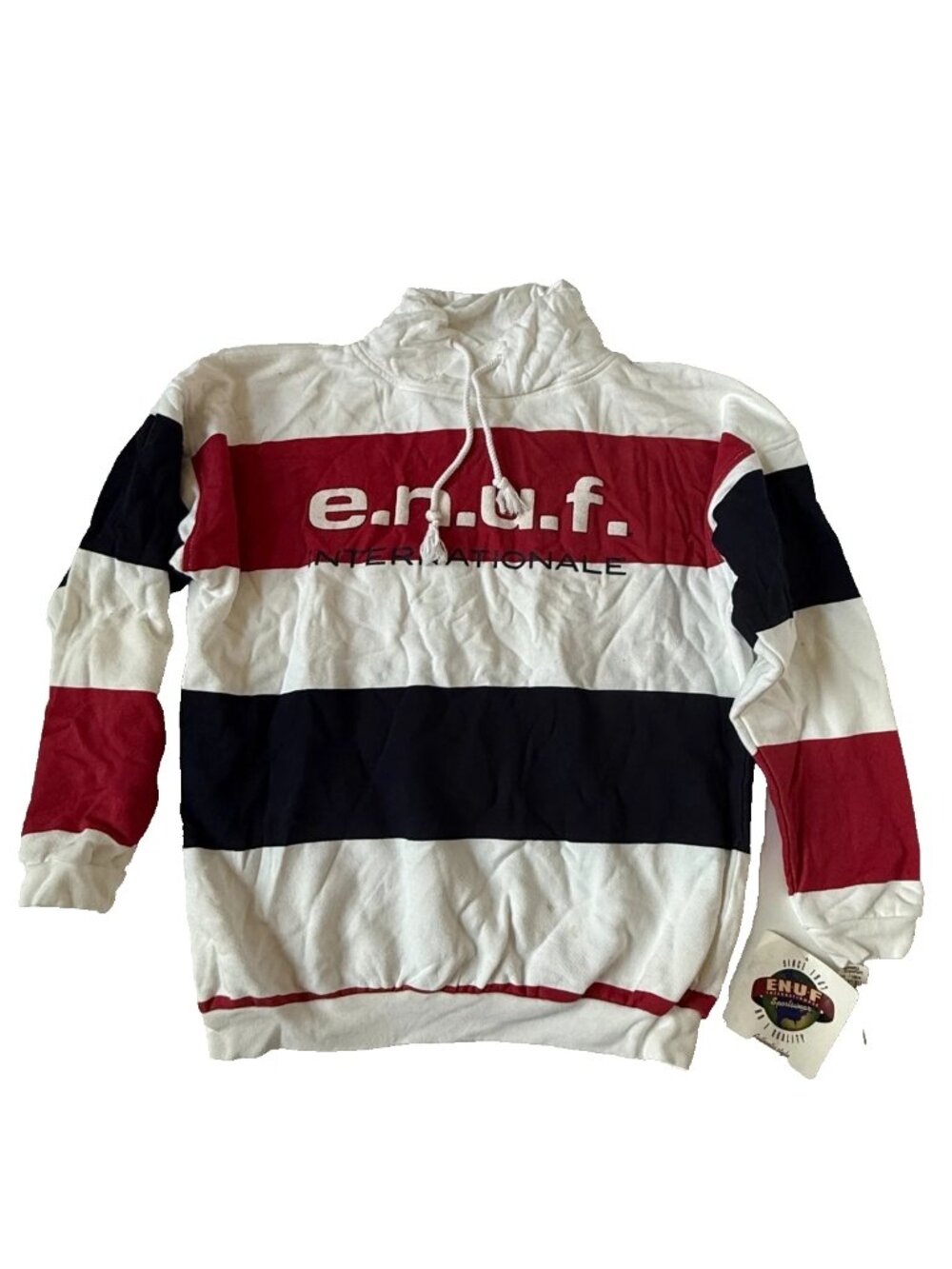 Enuf Internationale Womens M Vintage Stripe Pullover Sweatshirt 80s 90s NEW NOS